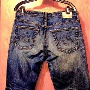 AG Adriano Goldschmied The Protégé USA MADE distressed 33 x 33.5” straight jeans